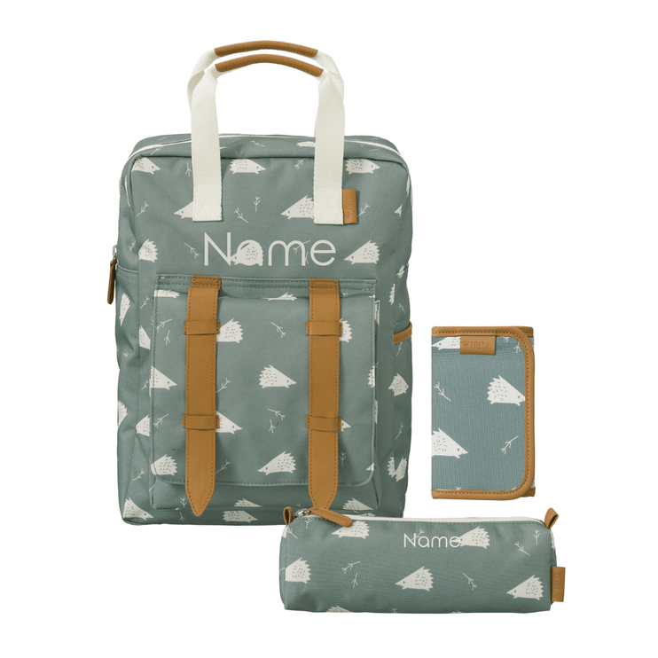 Personalized school bags in hedgehog print