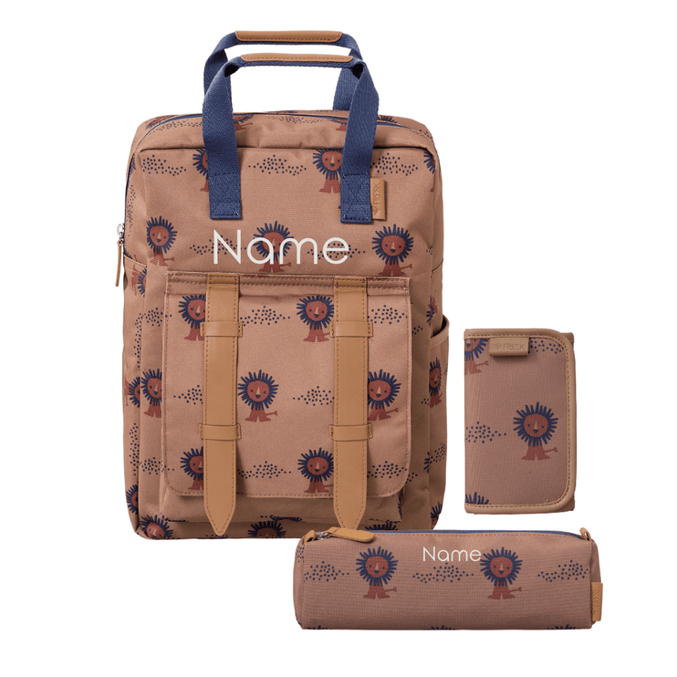 Personalized school bags set with lion print