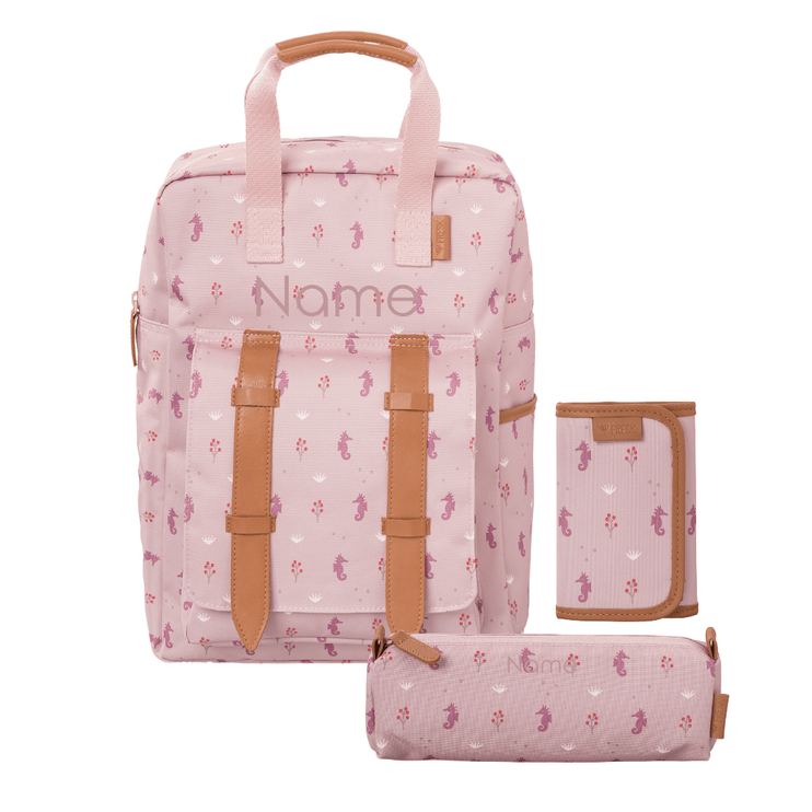 Personalized school bags in seahorse pattern