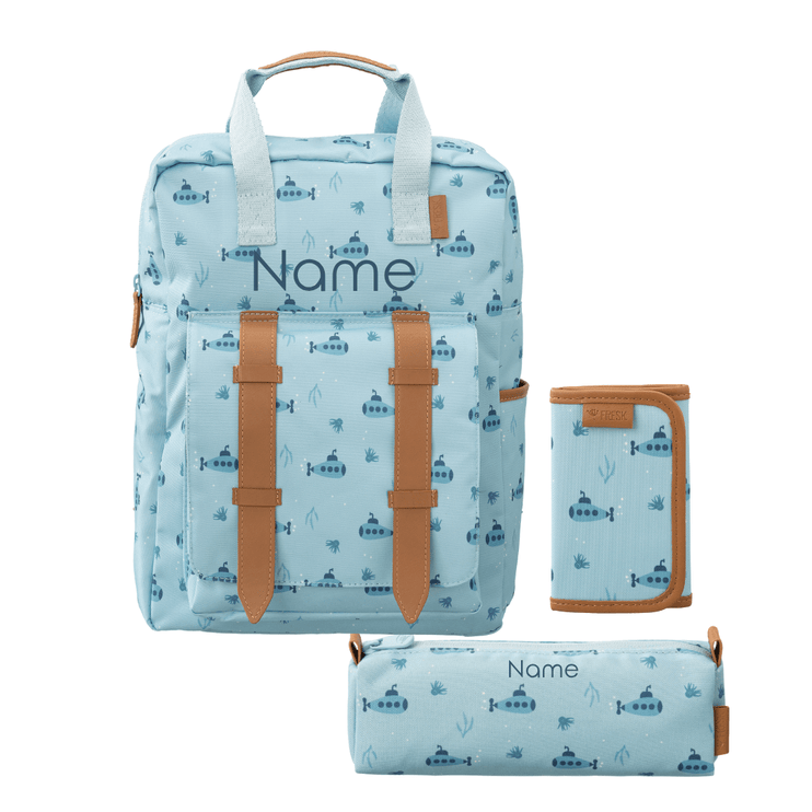 Personalized school bags set in submarine print