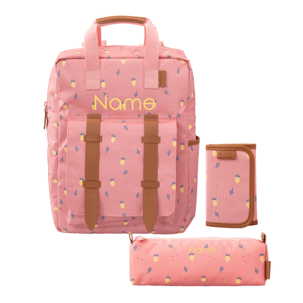 Personalized school bags set with fruit print