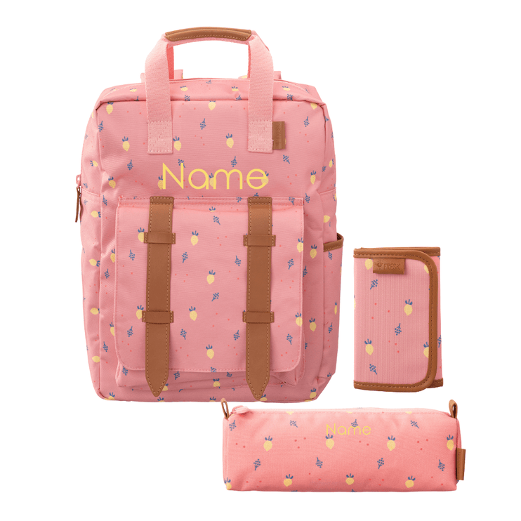 Personalized school bags set with fruit print