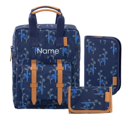 backpack, pencil case set and wallet bundle with cute monkey print