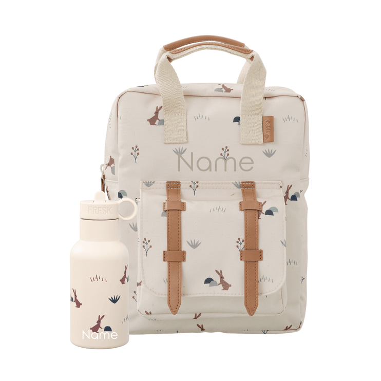 Personalized Backpack and water bottle set with animal pattern 