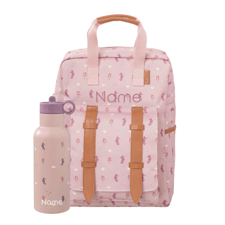 Personalized Pink backpack and water bottle set 