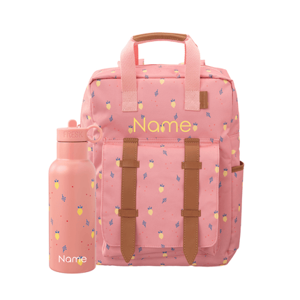 Personalized Pink backpack and water bottle set