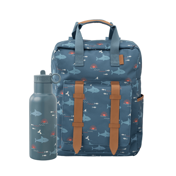 shark backpack with matching 500ml water bottle
