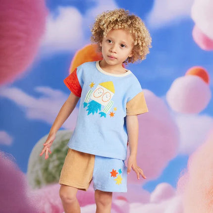 a boy wearing see you in space terry tshirt