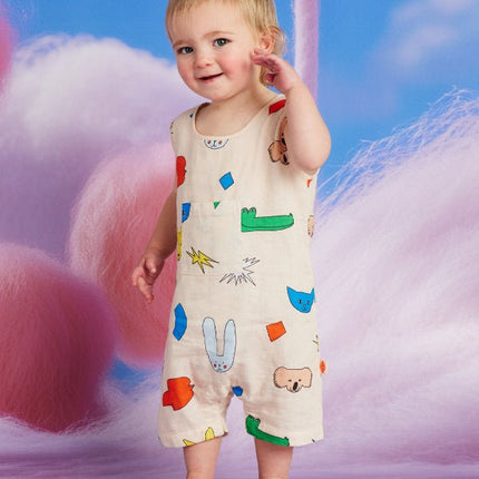 baby wearing romper with billabong print