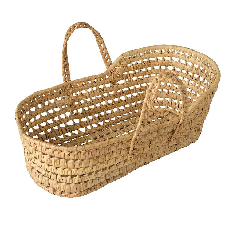 Doll's Moses Basket and Bedding Set - Pink Flowers