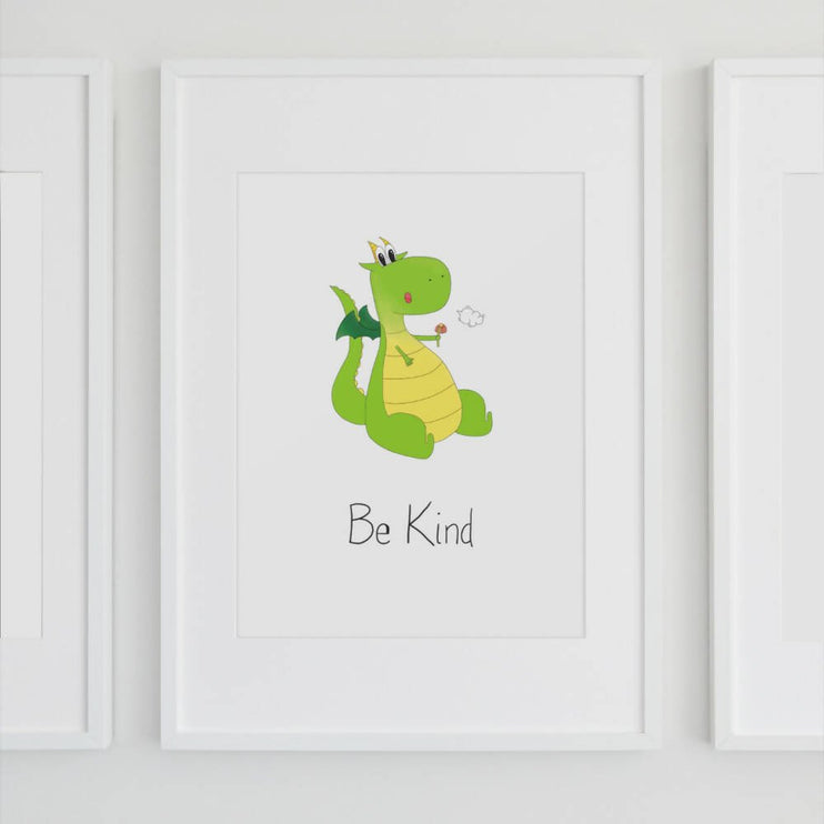 Framed Birch A5 'Be Kind' Dragon Print