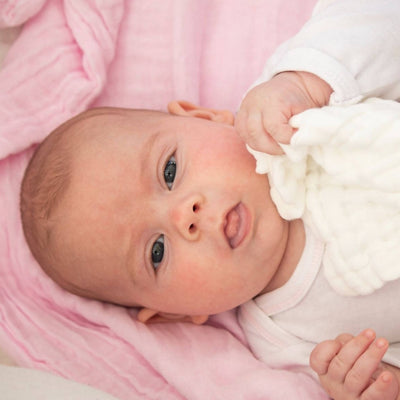 Organic Muslin Bath Towel- Baby Pink