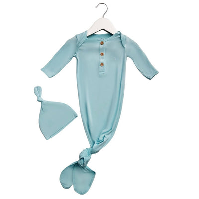 Organic Bamboo Knotted Gown & Beanie Set - soft sage