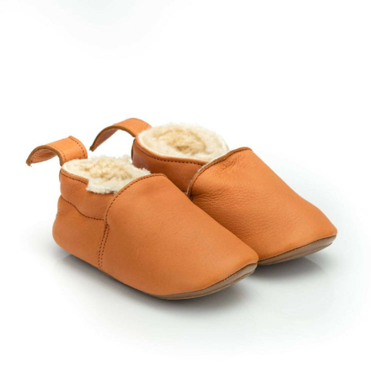 Soft Sole Slip-Ons - NOOR - Camel with Wool Lining