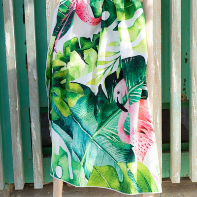 pink jungle flamingo towel