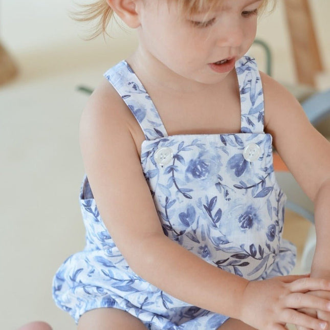 feminine baby lea romper blue summer