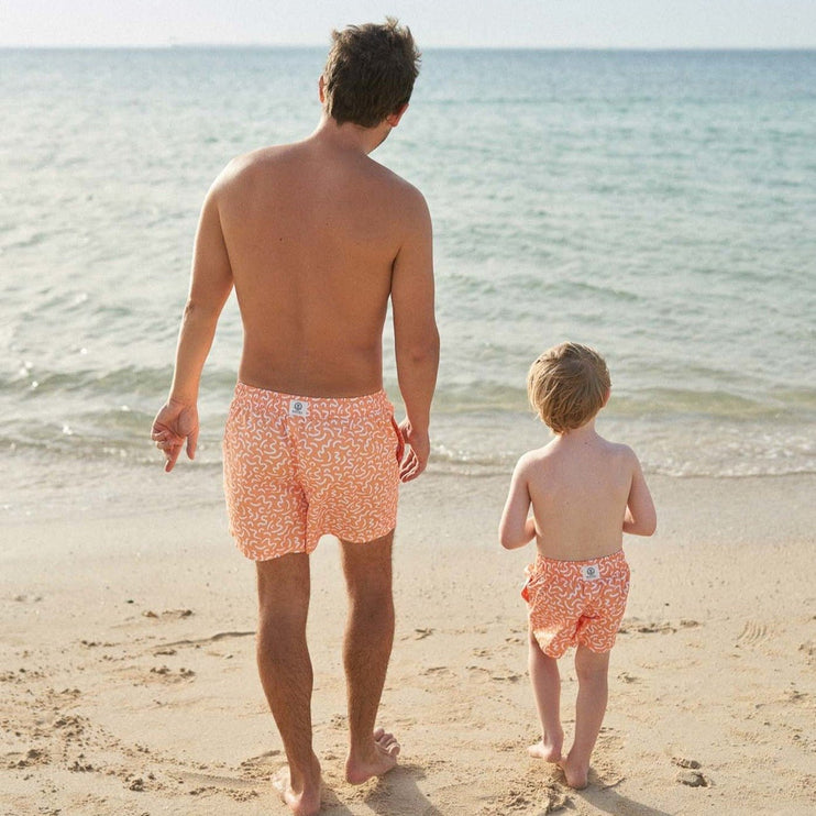 father and son matching swim shorts