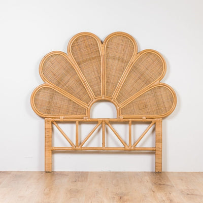 Floral rattan headboard