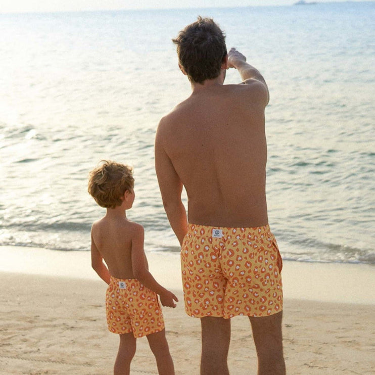 father and son matching swim shorts