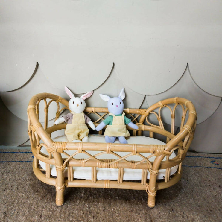 rattan doll bed