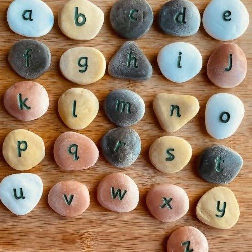 lowercase alphabet pebbles 