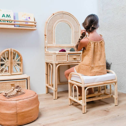 Kids Rattan Vanity Dresser Set
