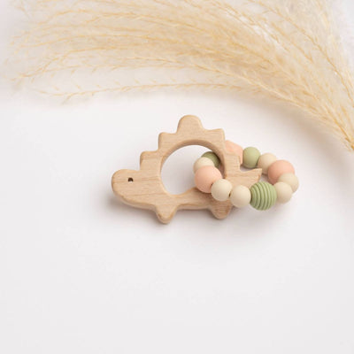 dino Wooden and Silicone Teether