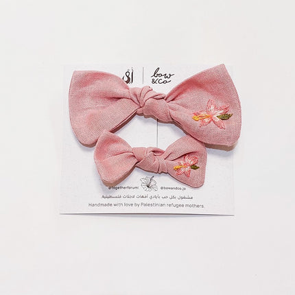 linen embroidered bow 