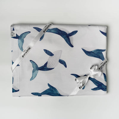 whale print swaddle blanket